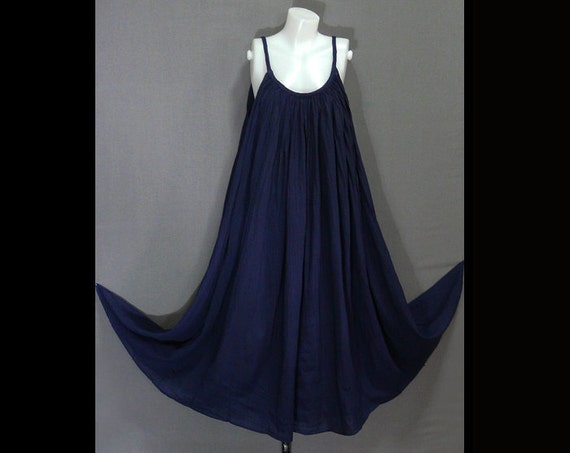 Items Similar To Hippie Bohemian Navy Blue Cotton Halter Dress - BH015 ...