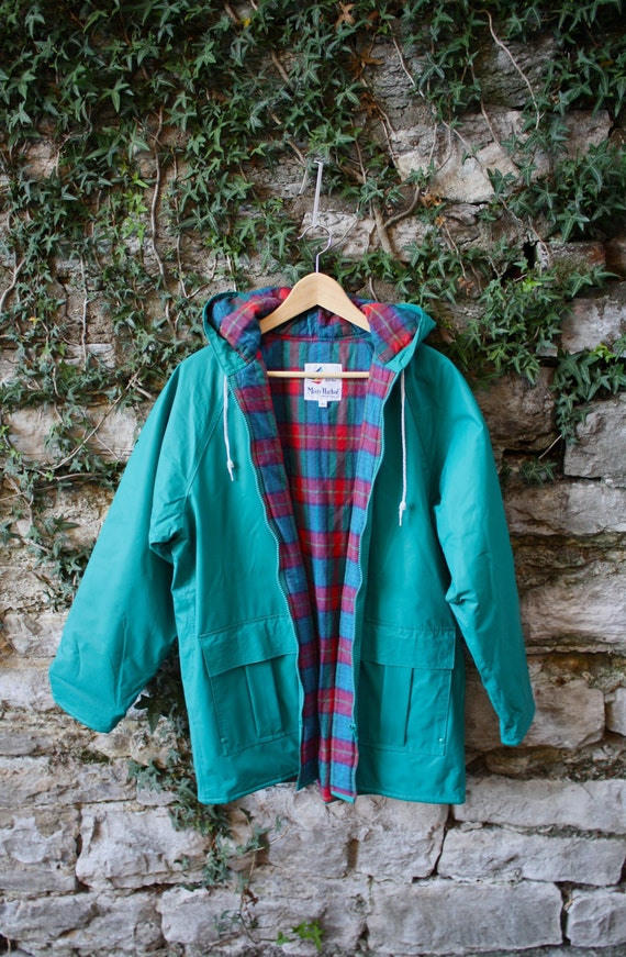 Teal Misty Harbor Raincoat / Rainjacket Women's Medium