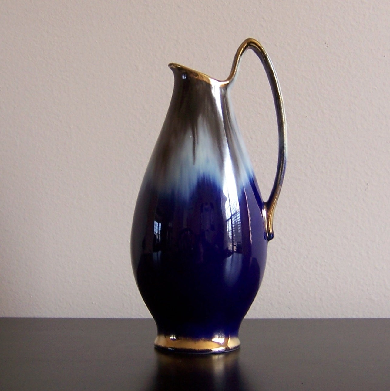 Small Blue Art Pottery Pitcher/Vase Germany
