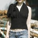Ladies black knitted beach summer halter top blouse size s m