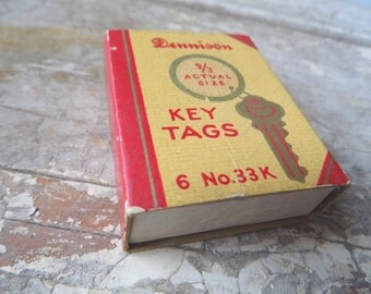 Vintage Office Desk Supplies, Dennison Key Tag Box, Industrial, Home and Office
