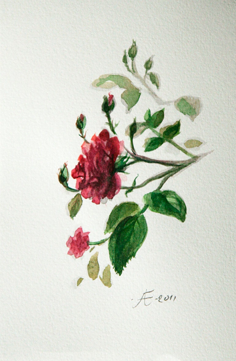 Miniature Flower Painting original watercolor painting