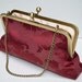 Clutch Frame Kisslock Purse / Deep Burgundy Color Jacquard / 8 inches Antique Brass Frame Clutch