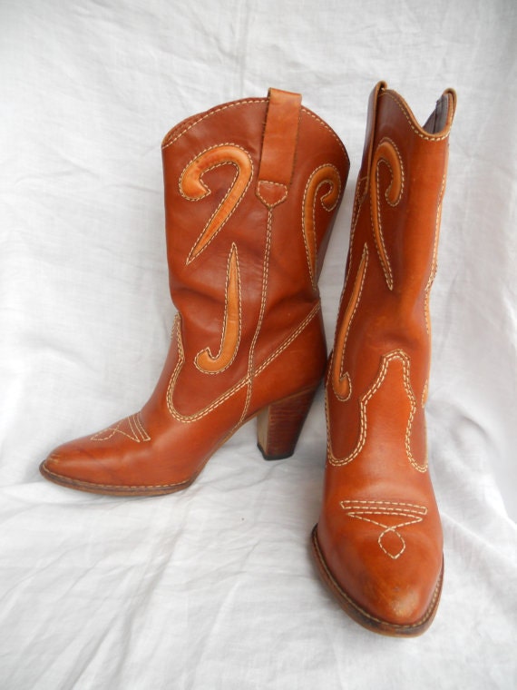 wood heel cowboy boots