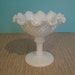 Westmoreland Milk Glass Diamond Footed Candy/Compote Dish With Crimped Edge