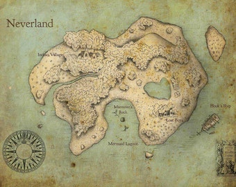 Peter Pan Neverland Map Fine Art Print