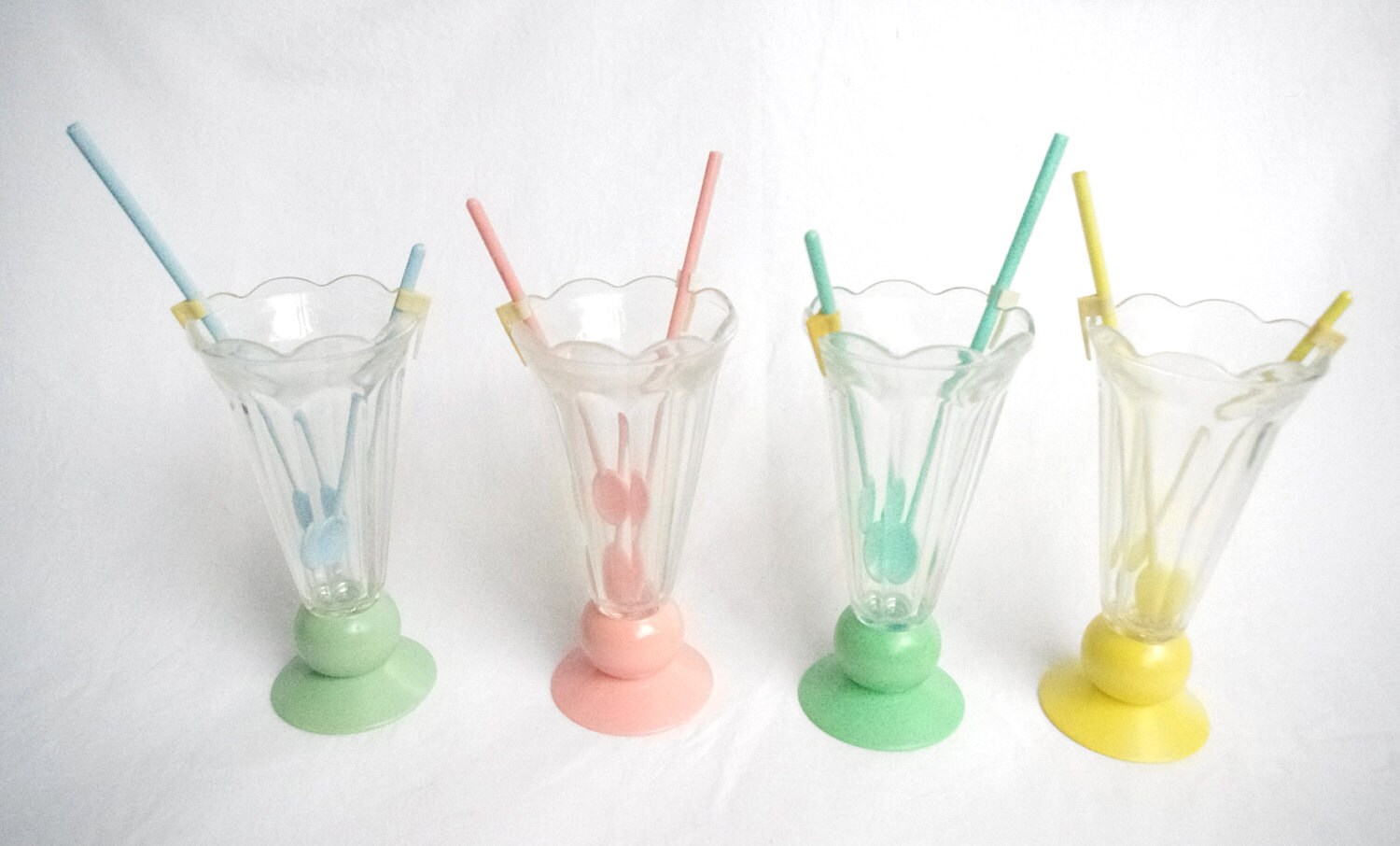 Vintage Ice Cream Soda Cups Pastel set of four