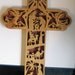 Oak and Purple Heart Jesus Cross Wall Hanging Handmade