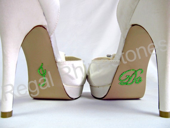 I Do Shoe Stickers: LIME GREEN SCRIPT Rhinestone I Do Wedding Shoe Stickers - I Do Shoe Appliques - Rhinestone I Do Decals for Bridal Shoes