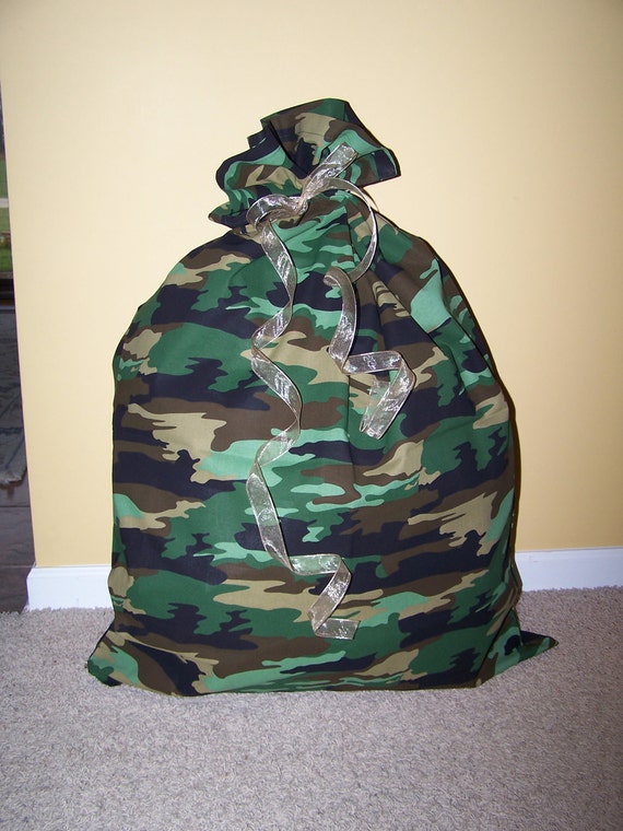 Camo fabric gift bag, Big. Reusable and adorable.