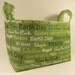 Fabric Basket Organizer Bin Storage Container-Earth Day, Recycle, Restore, etc. Messages on Green with Lime Green Interior