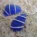 Sea Glass Earrings, Wire Wrapped, Cobalt Blue