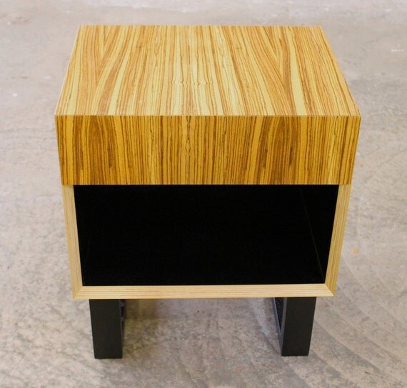 Items similar to Nightstand Modern zebra wood veneer on Etsy