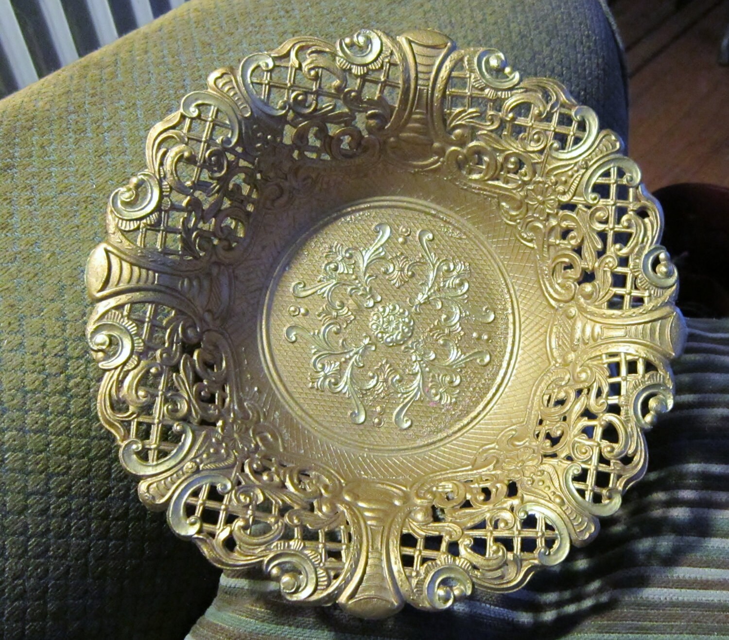 Vintage Brass Ornate Dish Made in Italy C.T. 6