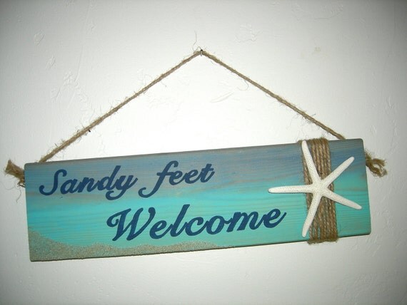 Sandy Feet Welcome Beach sign sand and by PacificCTreasures