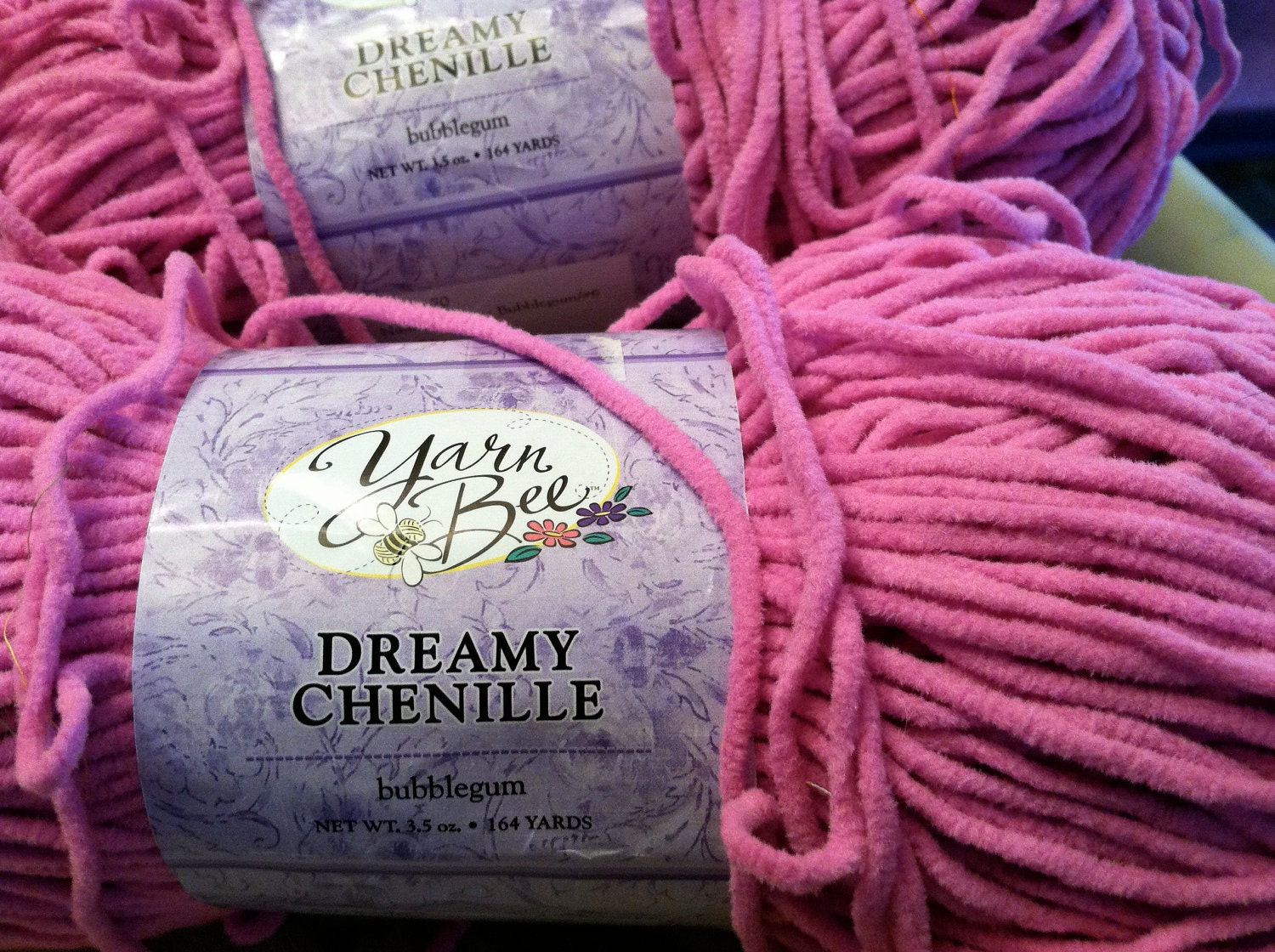 Yarn Bee Dreamy Chenille Yarn Bubblegum 2 skeins