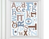 Items similar to Nursery Art Alphabet Print - Baby Boy Blue - Baby ...