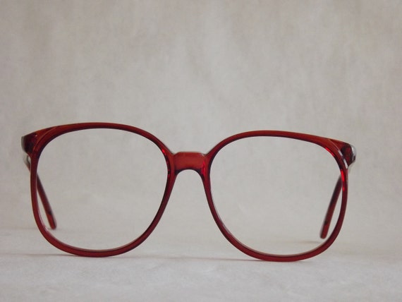 Huge Preppy Red Eyeglasses Frames Vintage Eyewear Womens