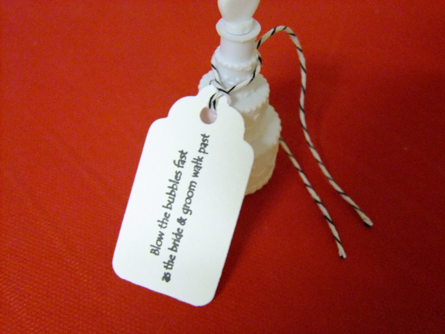 100 White Hand Stamped Wedding Bubble tags