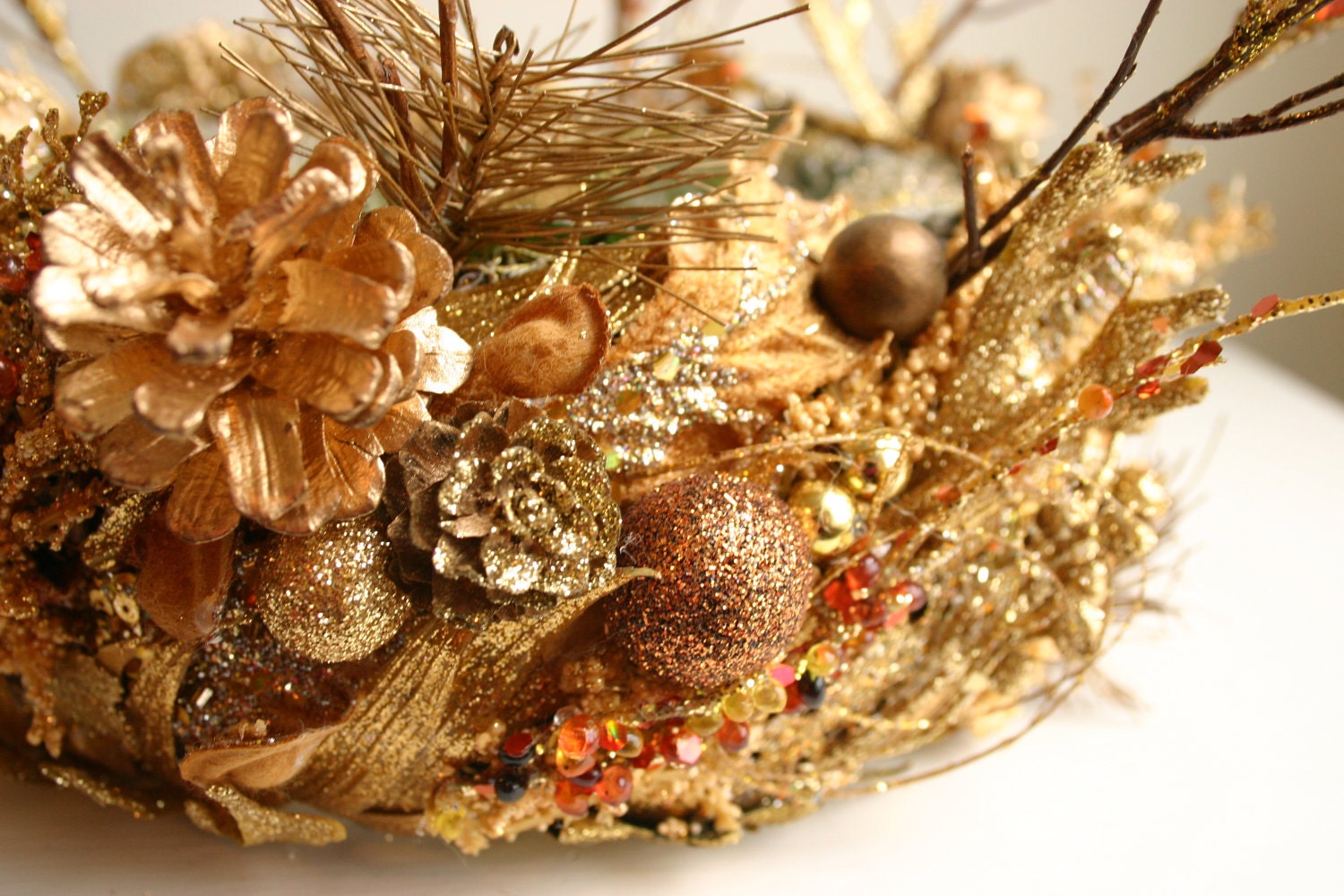 Gilded Forest golden Christmas crown tree topper by LavendersMeow
