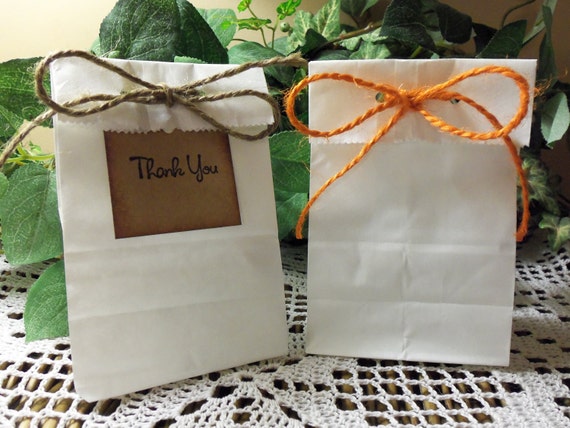 50 Small White Stand Up Gusseted Paper Bags by ThePackageHouse