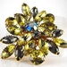 RESERVED Ms. Soapycakes; Spectacular Vintage Brooch Multi Tiered Chartreuse Wonder Unsigned Beau Jewels Style
