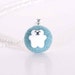 Blue Pendant, Felted Jewelry, Blue Necklace- Blue, Turquoise. Little bear, white bear.