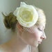 SALE Ella Fascinator - Ivory Rose Bridal Hair Accessory - White Hair Flower - Bird Cage Veil