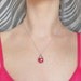 Wire wrapped necklace, hot pink Ruby Swarovski crystal wire wrapped jewelry handmade necklace, wire wrapped faceted briolette pendant red