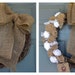 Burlap Grapevine Wreath with Large Burlap Bow SET of 2 - Natural Burlap Roses White Lace- Rustic Wedding Decoration