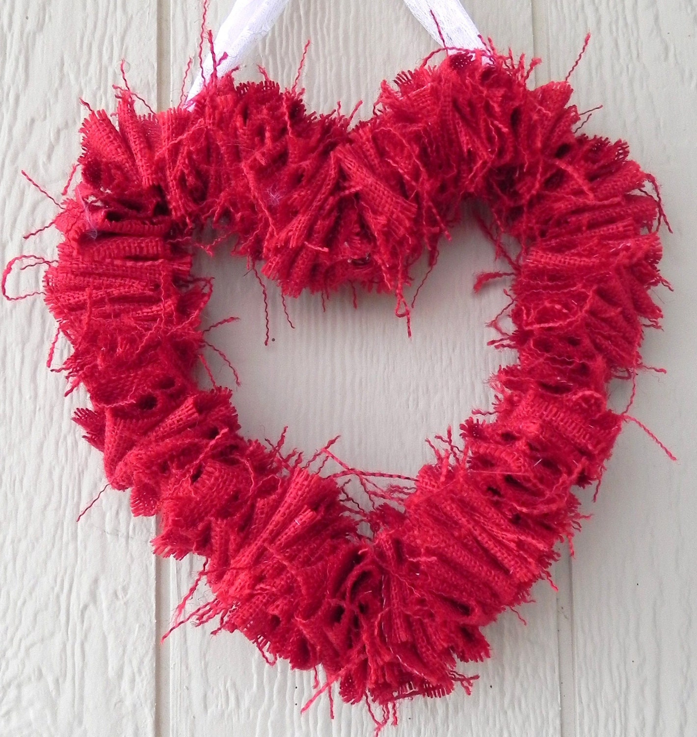 Valentine Wreath Burlap Heart Red Rustic by RedRobynLane on Etsy