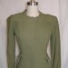 RESERVED for Daniela 1940s Olive Green Wool Crepe Dress with Trapunto Decoration