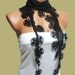 Traditional Turkish Fabric Fringed BLACK Guipure Scarf ..bandana,headband,wedding,authentic, elegant, fashion