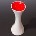 Red and White Ceramic Hourglass Flower Bud Vase - Pottery Gift - Handmade - Sake