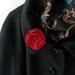 Miss Ruby Red Fabric Flower Brooch, Handmade Fabric Flower Pin, Red Glitter Accessory