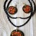 Set of jewelry with the author's paintings in the style of Russian Khokhloma