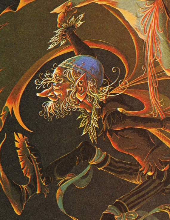 Rumpelstiltskin Vintage Illustration Storybook Print Deans