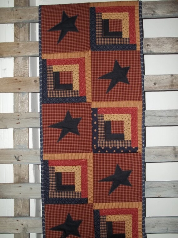 Items similar to Americana Primitive Star Table Runner on Etsy