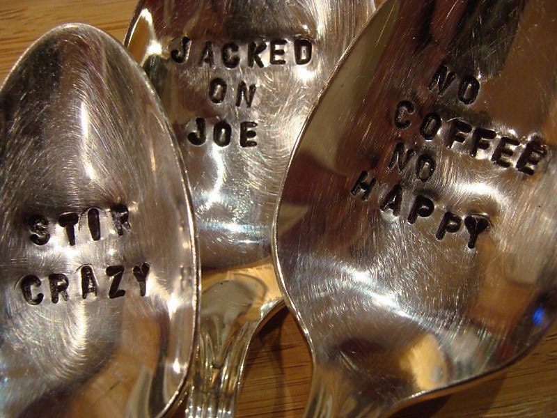 Silver Plate Hand Stamped Coffee Spoons
