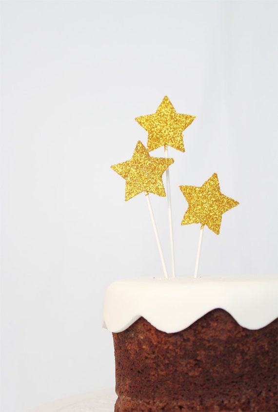 Gold stars cake toppers