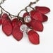 Red Floral Necklace, Beaded Necklace, Vintage Style Jewelry, Holiday Jewelry