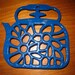 Danish modern enamel over cast iron trivet Denmark Blue