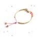 Coral/Pink Stacking Bangle: gold or silver mixed-media bracelet / coral beads, white marble, gray polymer, sparkly pink elastic