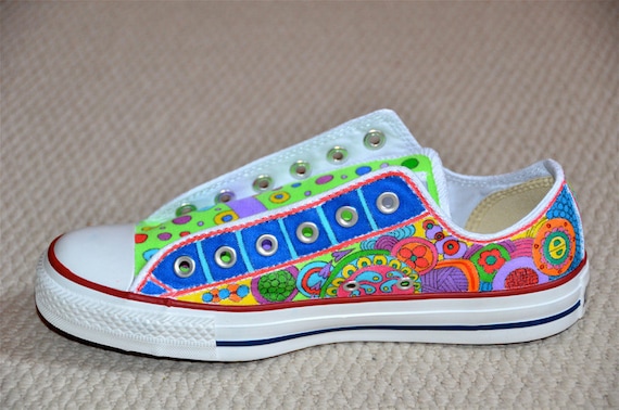 Items similar to Custom Converse, Doodles with 