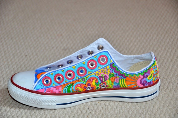 Items similar to Custom Converse, Doodles with 