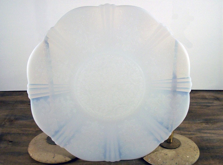 White Opalescent Glass Plate American Sweetheart Monax
