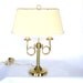 Vintage Brass Light Horn Inspired Double Bulb Lamp Mid Century Traditional Hollywood Regency Lighting