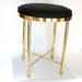 Vintage Vanity Seat Brass Hollywood Regency Glam Boudoir Chair Leatherette Cushioned Mid Century Stool Eclectic Home Decor