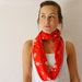 Up-cycled Red Circle Scarf - Flowers Scarf - Spring Fashion - Infinity Scarf - Loop Scarf