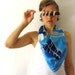 Blue Silk Scarf - Feathers- Hand Painted Silk Scarf - Fall Fashion - Blue Feathers Scarf -Blue Jay